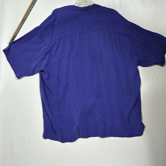 Tommy Bahama XXL Shirt Mens Blue Silk Hawaiian Short Sleeve Button up Tropical - Picture 7 of 12